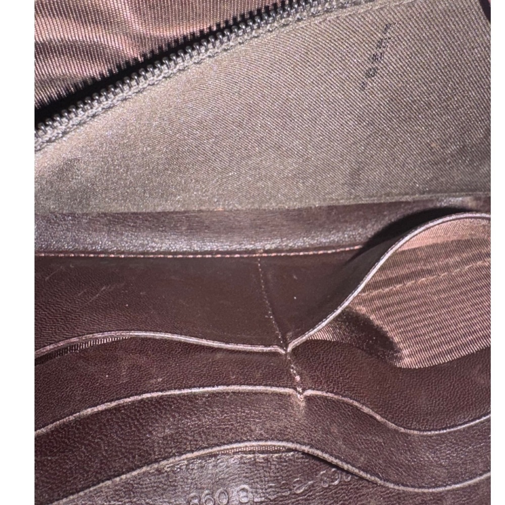 Fendi Pequin Striped Zip Around Continental Wallet Tobacco 2268-30878-098 4x7.5" - Picture 10 of 10